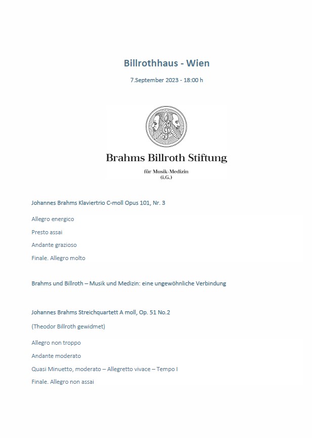Brahms Billroth Veranstaltungsprogramm